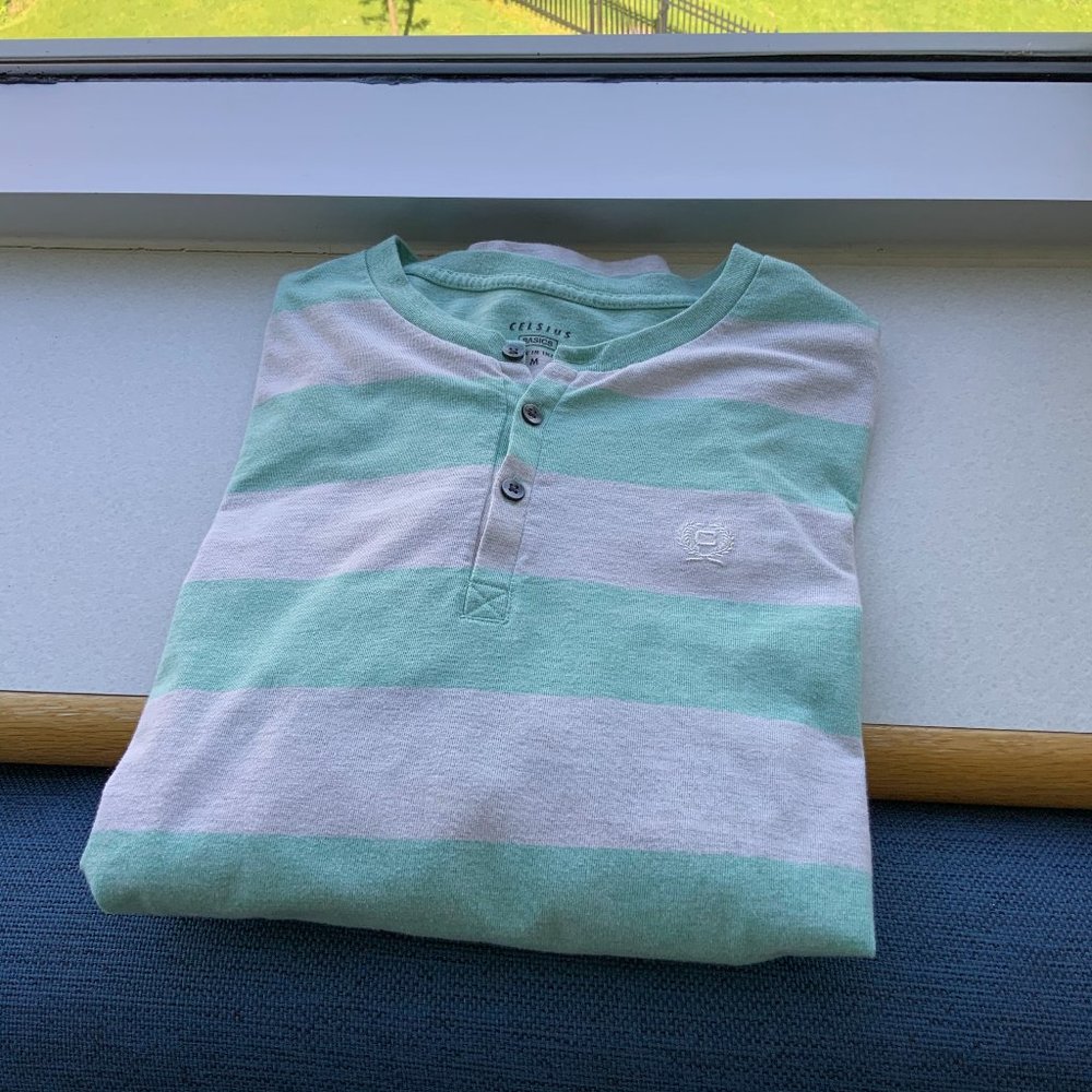 Celsius Teal Long sleeve Striped Shirt